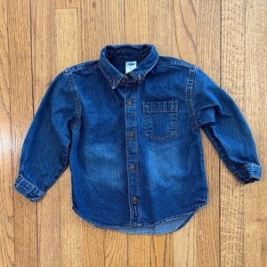 Old Navy Vintage Dark Blue Denim Kids Button Down Shirt 4T EUC